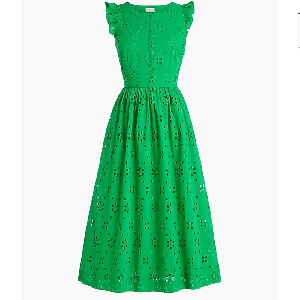 J.Crew Factory Green Eyelet Shirt Dress